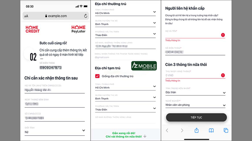 bước 4 đăng kí xét duyệt tài chính trên HomePayLater