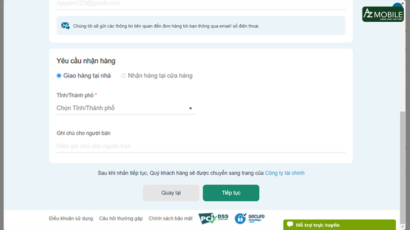 bước 5 trả góp khi mua hàng tại azmobile qua Kredivo_3