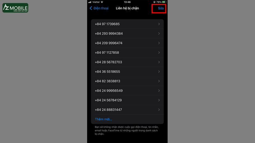 chọn Sửa để xóa bớt sđt khỏi danh sách liên hệ bị chặn.jpg