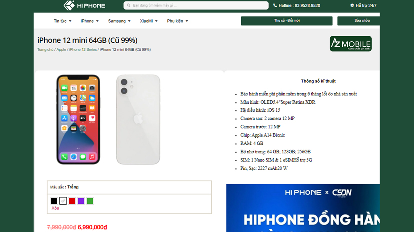 giá iPhone 12 mini cũ 64Gb tại HiPhone.jpg