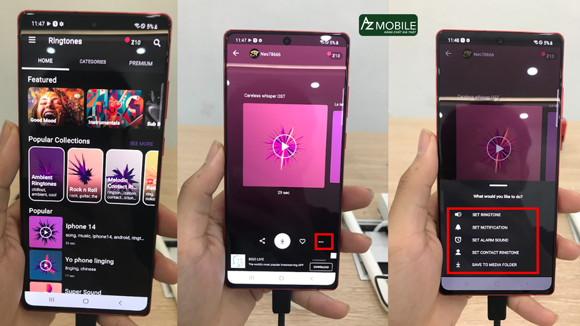 chọn nhạc chuông ưa thích và đặt làm Ringtones trên Zedge.jpg